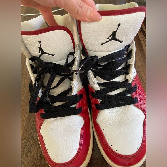 Jordan Red and White High-Top Sneakers - Picture 11 of 11